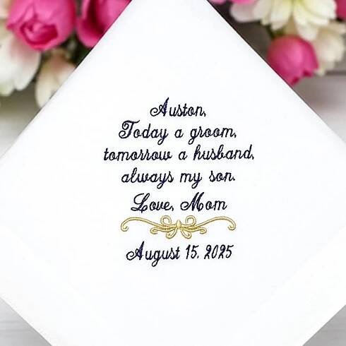 Mother to Son handkerchief  - Today a groom  always my son - Wedding Gift For Groom from Mom - Wedding Hankerchief