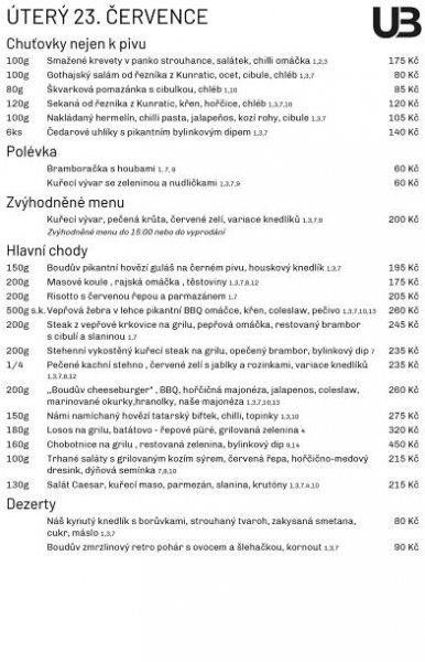 Online tvorba jídelních lístků