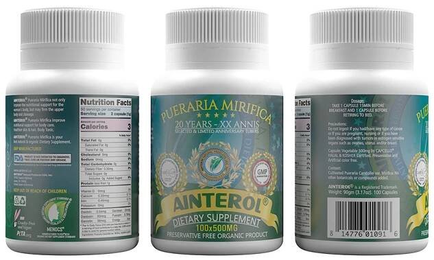 AINTEROL® Pueraria Mirifica 20 Years - XX Annis 500mg (100caps)