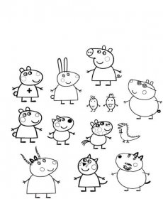 Peppa Pig omalovánky pro celou rodinu a přátele k vytisknutí a online