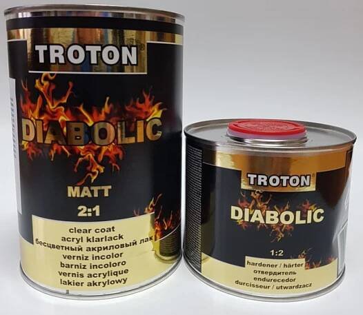 TROTON - DIABOLIC MATT 2:1 ČIRÝ LAK 1L + TUŽIDLO 0,5L