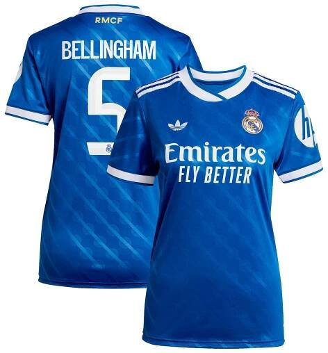 Real Madrid adidas Third Shirt 2025-26 - Womens with Bellingham 5 printing