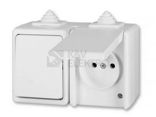 ABB Praktik kombinace vypínače č.6 a zásuvky bílá 3932-20062 B