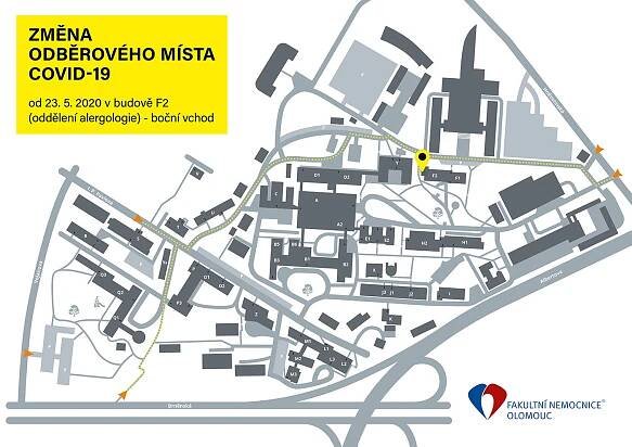 Odběrové místo ve Fakultní nemocnici Olomouc se přesunulo