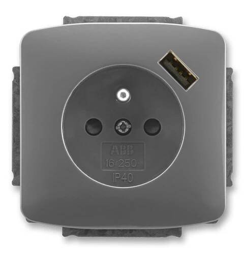 Zásuvka ABB Tango 5569A-A02357 S2 kouřově šedá s USB nabíjením