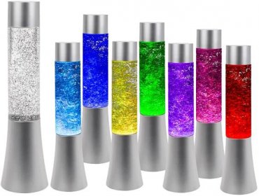 Glitter lamp with colour changing LED