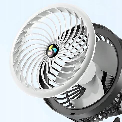 HDeye stolní ventilátor LED světlo 2v1 přenosný funkční venkovní držák na háček černý Značka ostatní