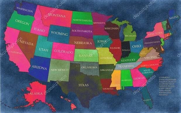 Stáhnout - Mapa usa se státy — Stock obrázek