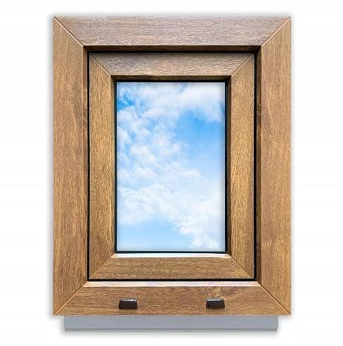 PVC okno Zlatý dub 40x50 LEVÉ nové 400x500 mm rozevřeno-sklopné dvousklo