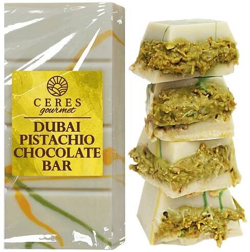 Dubai Chocolate Bar Pistachio with White Chocolate & Knafeh - 3.5 Oz