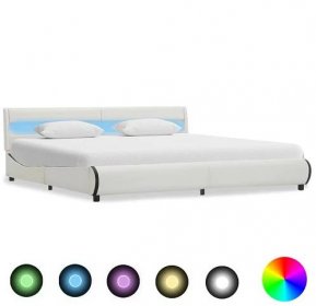 shumee Rám postele s LED světlem bílý umělá kůže 180 x 200 cm