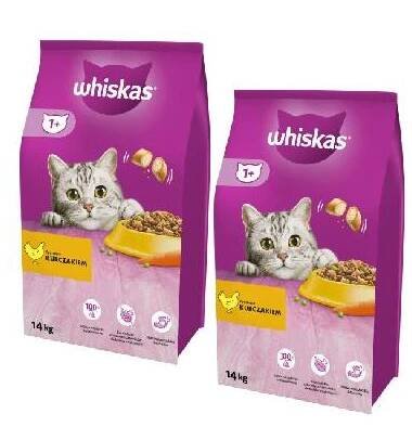 WHISKAS Adult s kuřecím – suché krmivo pro kočky – 2x14 kg