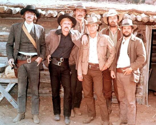Paul Newman, Robert Redford, Ted Cassidy, Charles Dierkop, Timothy Scott, and Dave Dunlap in Butch Cassidy a Sundance Kid (1969)