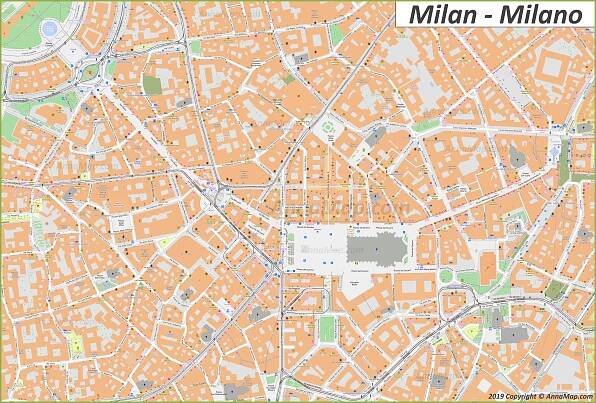 Detailed tourist maps of Milan | Italy | Free printable maps of Milan - AnnaMap.com