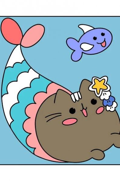 Omalovánka Pusheen mořská panna - Omalovánky pro děti