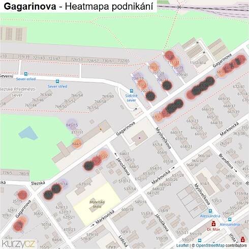 Mapa Gagarinova - Firmy v ulici.