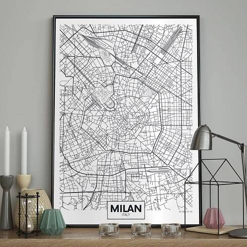 DecoKing - Nástěnný plakát - Map - Milán