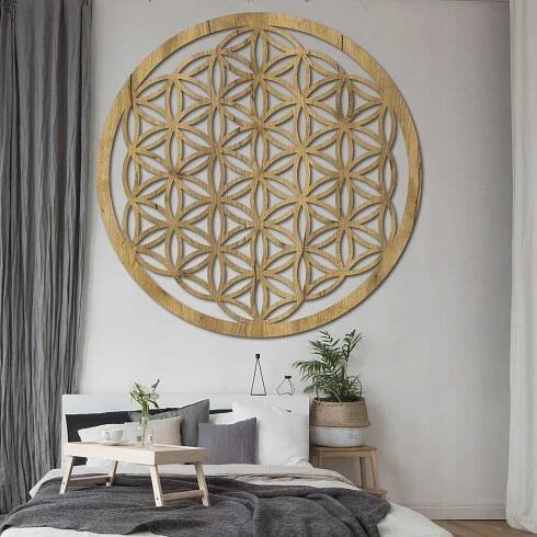 Nástěnná Dekorace na zeď Mandala Květ Života Dřevěný Obraz SENTOP Materiál provedení HDF deska