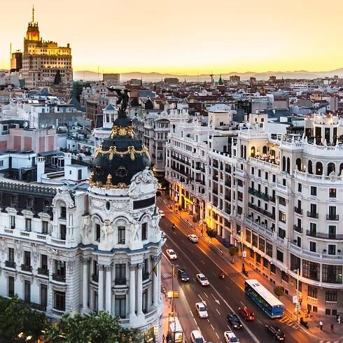 Obraz Panoramatický výhled na Gran Via, Madrid, Španělsko.