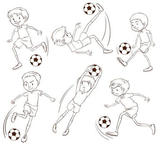 Jednoduchý náčrt fotbalistů — Ilustrace