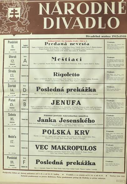 History posters 1945/1946 | Slovenské národné divadlo