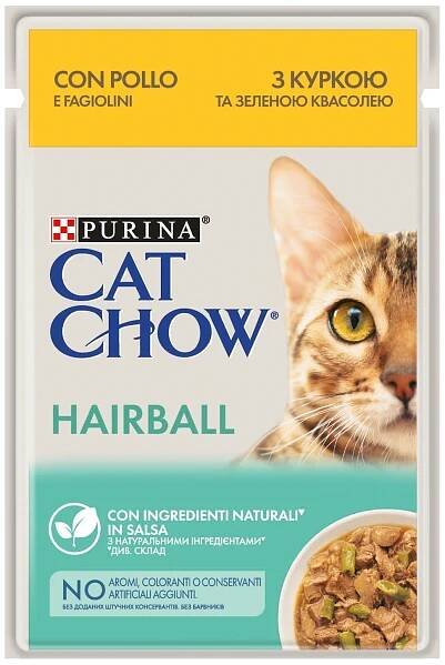 Mokré krmivo pro kočky s kuřecím masem a fazolemi PURINA CAT CHOW Hairball 85 g