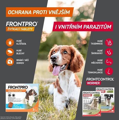 FRONTPRO Žvýkací tablety pro psy 25–50 kg 136 mg 3 tablety