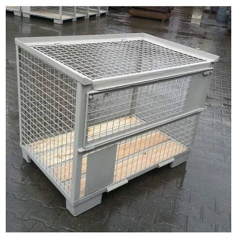 Gitterbox s víkem, 1200x800x800 mm, nosnost 1500 kg, šedá RAL7030