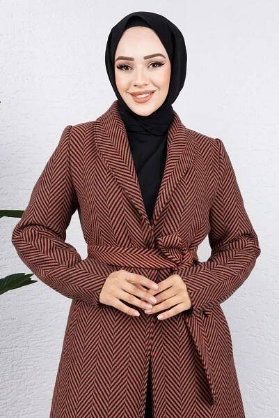 Pockets Double Breasted Collar Coat TSD240938 Tile