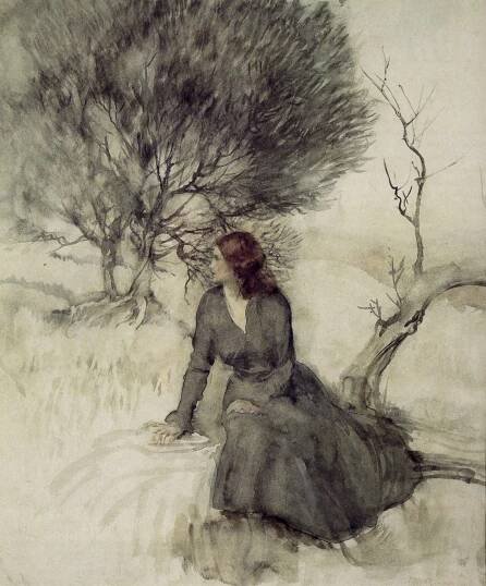 Arthur Rackham, Girl Beside a Stream - click to see bigger
