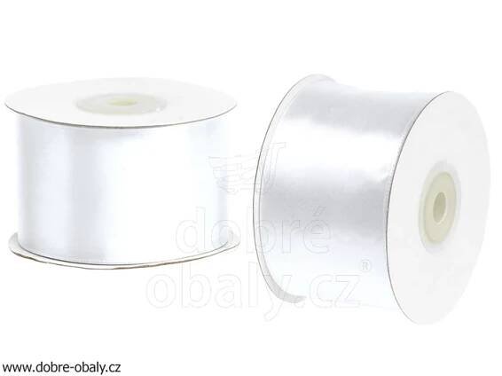 Saténová svatební stuha 5 cm x 25 m BÍLÁ 