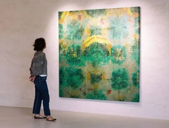 art modern art art gallery person painting clothing jeans pants