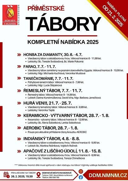 PŘÍMĚSTSKÉ TÁBORY – KOMPLETNÍ NABÍDKA 2025 - Dům dětí a mládeže