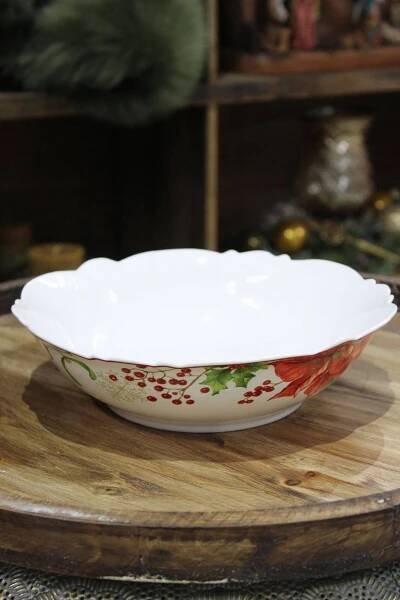 Bílá salátová mísa s vánočním motivem 22cm