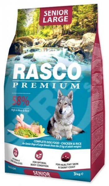 Krmivo Rasco Premium Senior Large kuře s rýží 3kg | strefa.cz