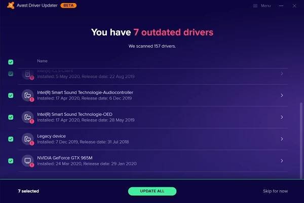 Using Avast Driver Updater to update outdated drivers on Windows 10