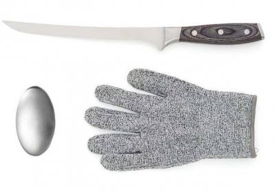 Nůž na filetování VINGA Kaiser,rukavice,kov.mýdlo