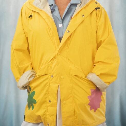 Upcycled Rain Jacket Customization for Oatly — The Meg Lewis Fun House!
