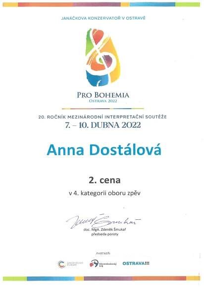 GRATULACE K ÚSPĚCHU V SOUTĚŽI - Konzervatoř Evangelické akademie