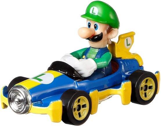 MATTEL HOT WHEELS Auto Super Mario Kart s postavičkou 6 druhů kov