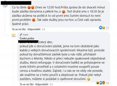 česká pošta stížnost