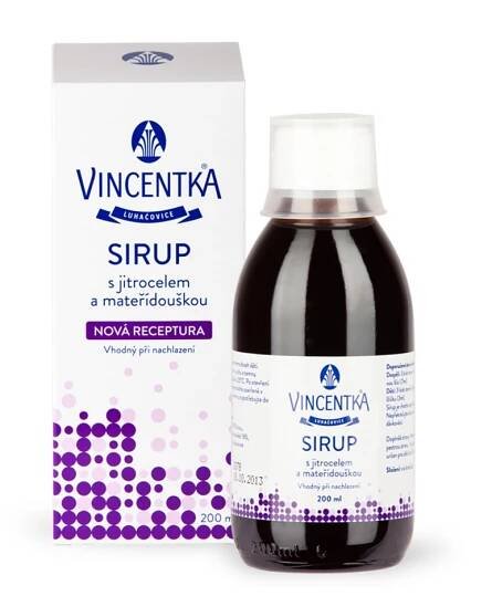Vincentka Sirup s jitrocelem a mateřídouškou 200 ml