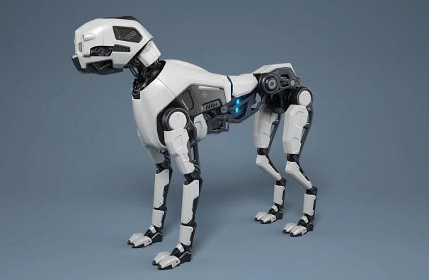 robotický pes stojí na šedém pozadí - dog model - stock snímky, obrázky a fotky