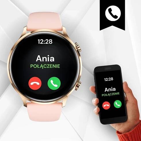 CHYTRÉ HODINKY DÁMSKÉ VODĚODOLNÉ HODINKY PL MENU HOVORŮ SMART WATCH + 4 ŘEMÍNKY Stav balení originální