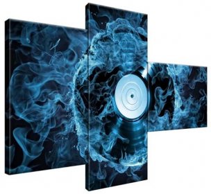 ZUTY Obrazy na stěnu - Vinylová deska v modré barvě, 100x70 cm