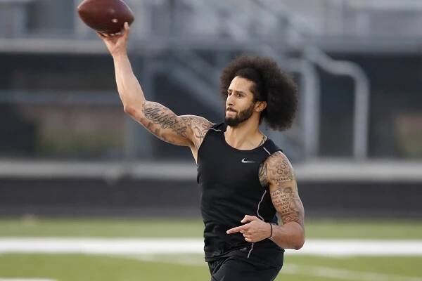 Colin Kaepernick participates in a workout for NFL scouts in Riverdale, Ga.