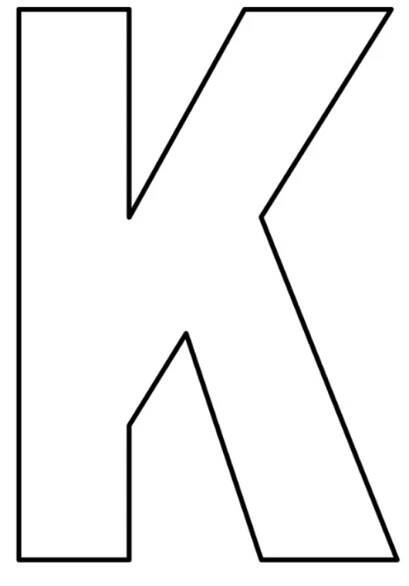 the letter k is shown in black and white