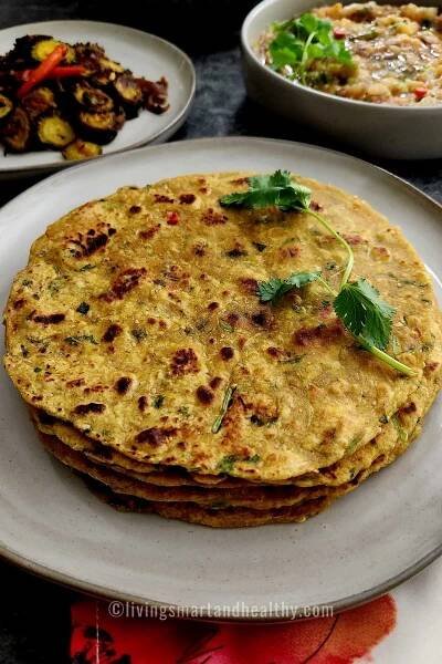 lauki paratha served with karele ki sabji