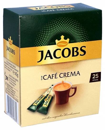 Káva instantní cappuccino Jacobs Café Crema v sáčcích 25 ks Výrobek neobsahuje nevztahuje se