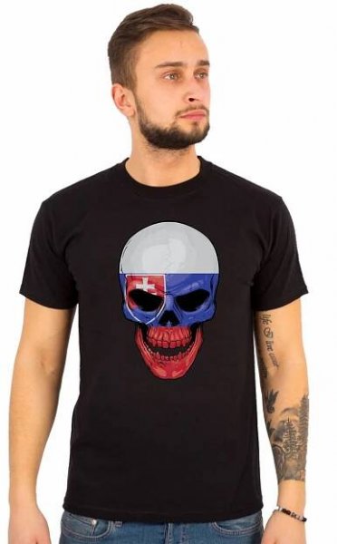 Pánské tričko Slovenská lebka Slovakia Skull Flag | Wolken.cz - Nebesky dokonalá trička